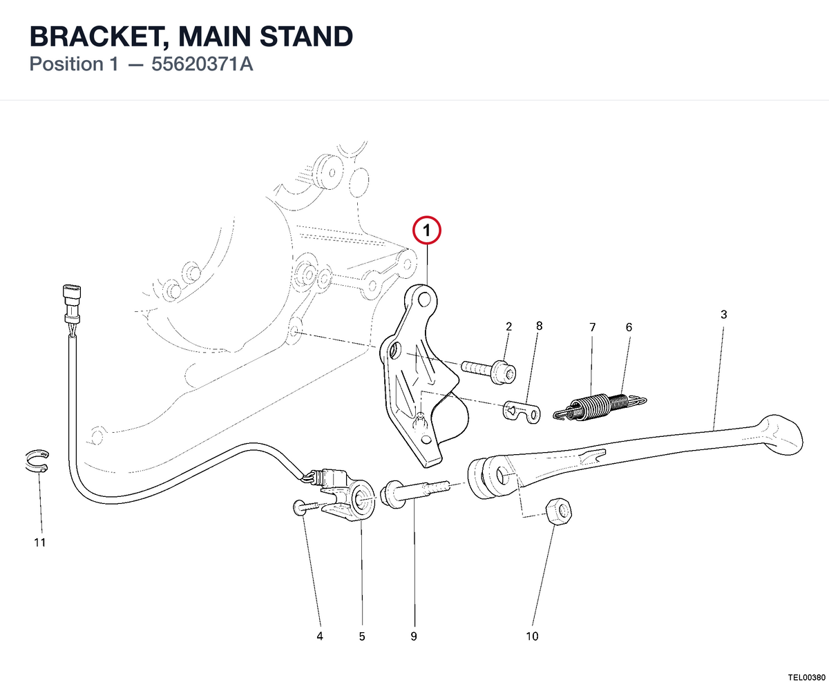 BRACKET, MAIN STAND 55620371A diagram position