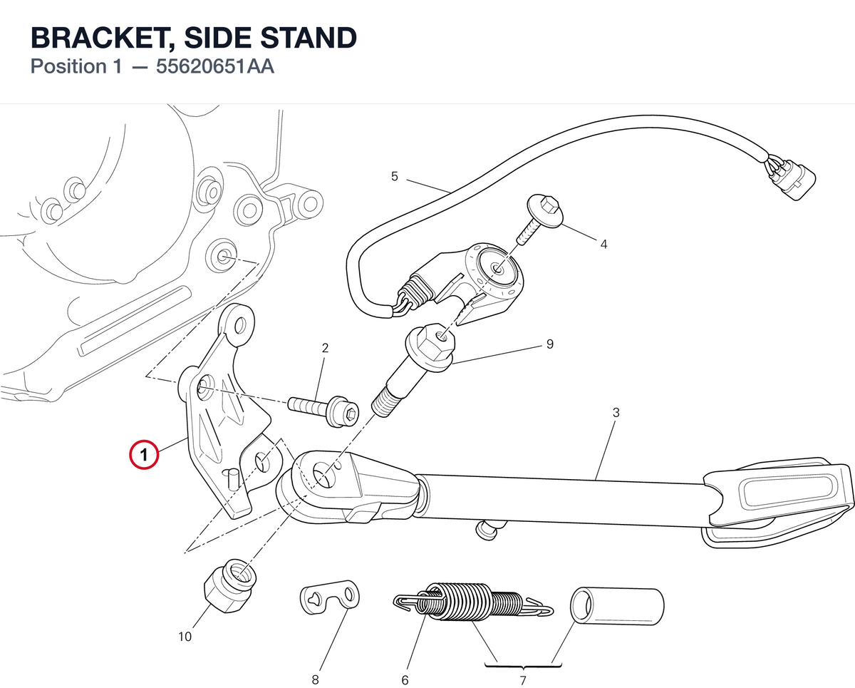 BRACKET, SIDE STAND 55620651AA diagram position