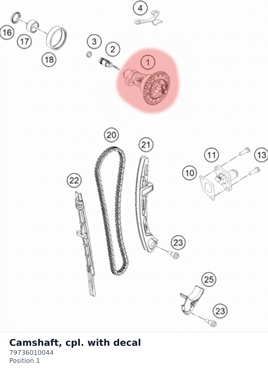 Diagram preview: Camshaft, cpl. with decal (79736010044)
