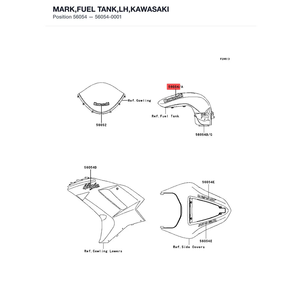 Kawasaki OEM – MARK,FUEL TANK,LH,KAW product image