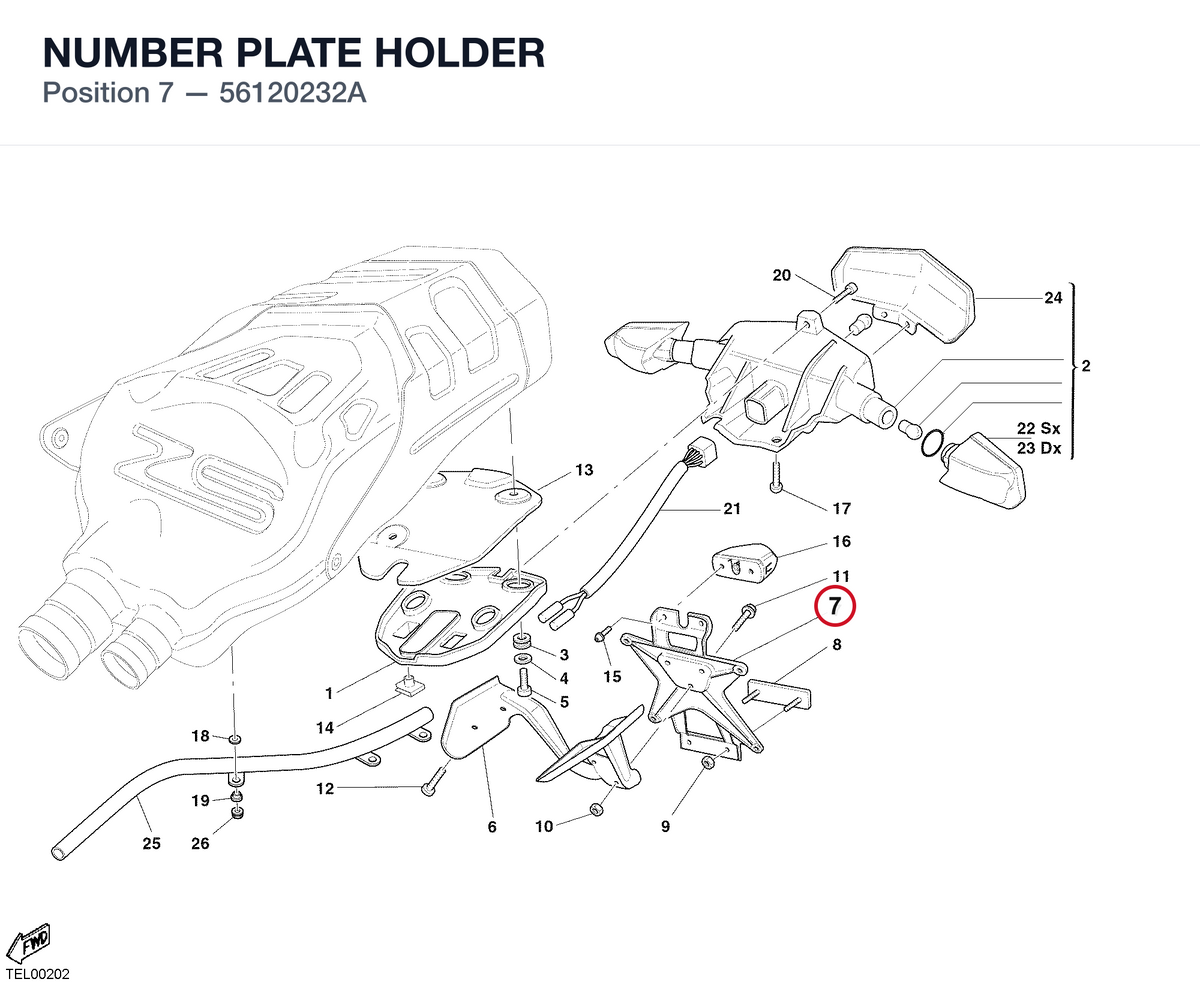 NUMBER PLATE HOLDER 56120232A diagram position