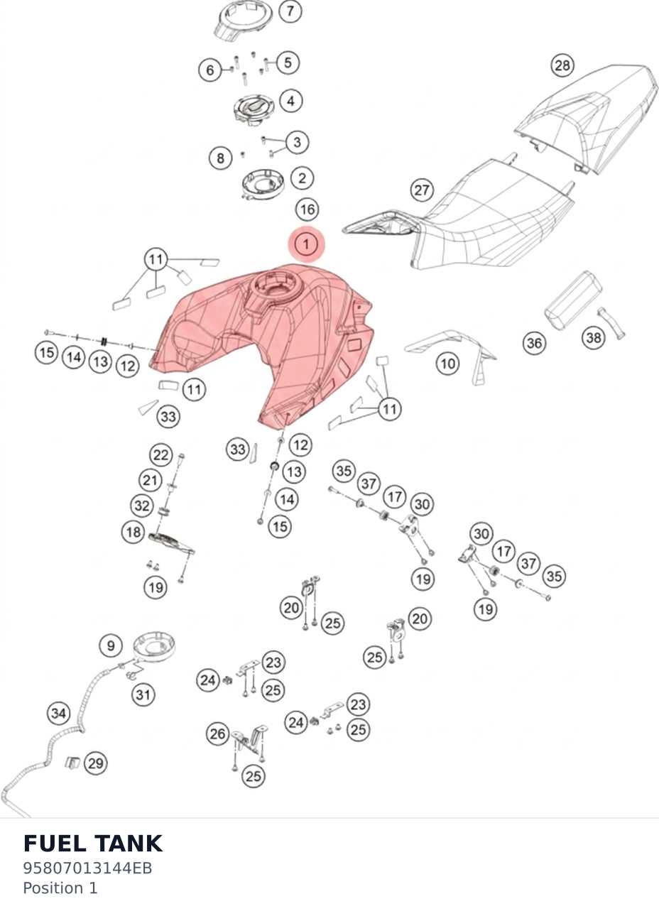 Diagram preview: FUEL TANK (95807013144EB)