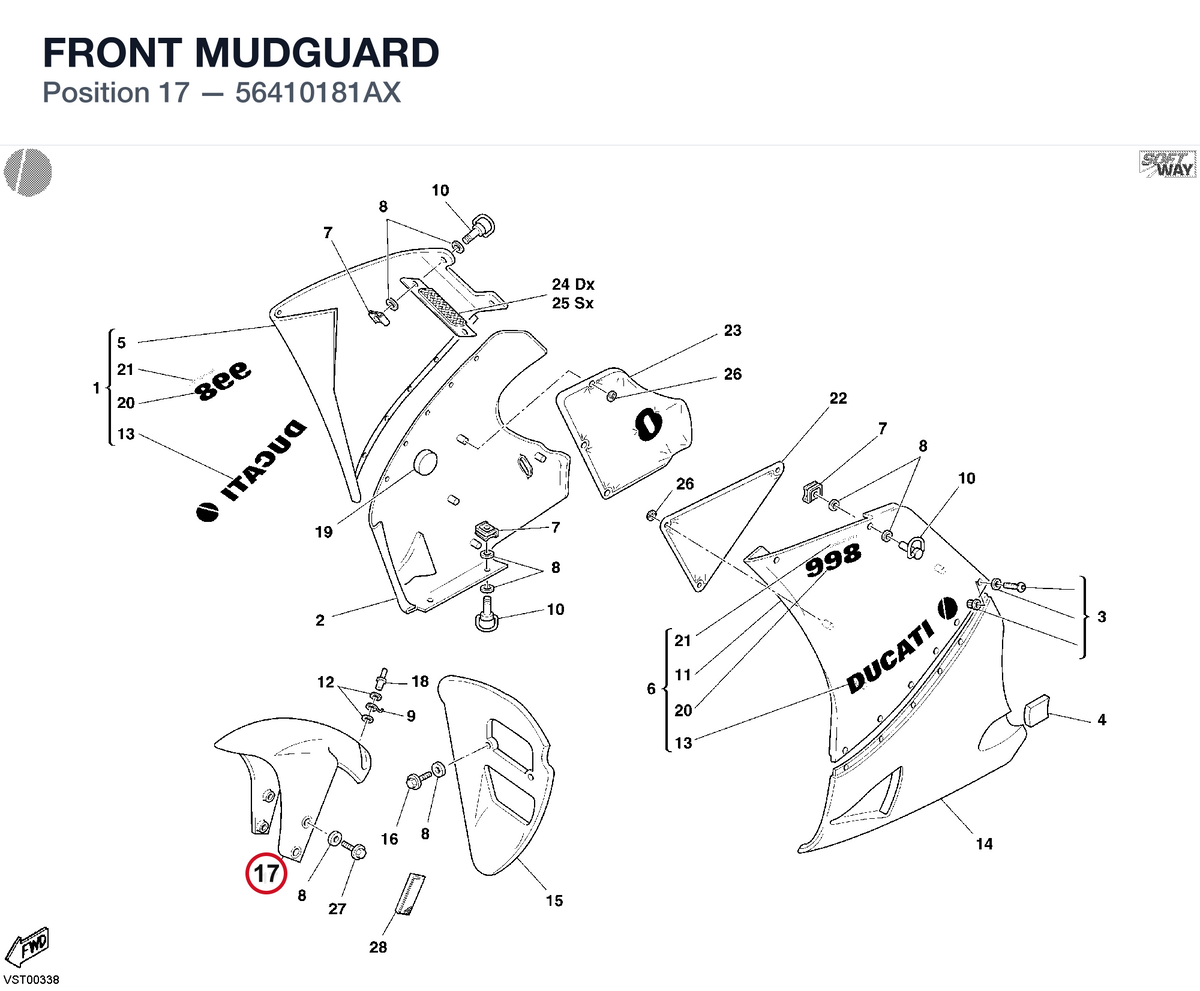 FRONT MUDGUARD 56410181AX diagram position