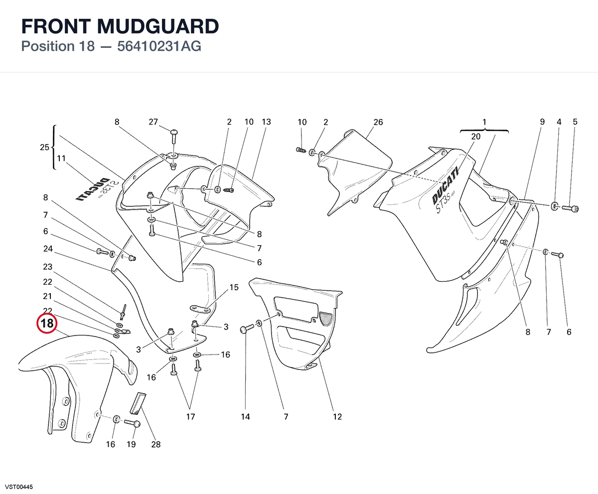 FRONT MUDGUARD 56410231AG diagram position