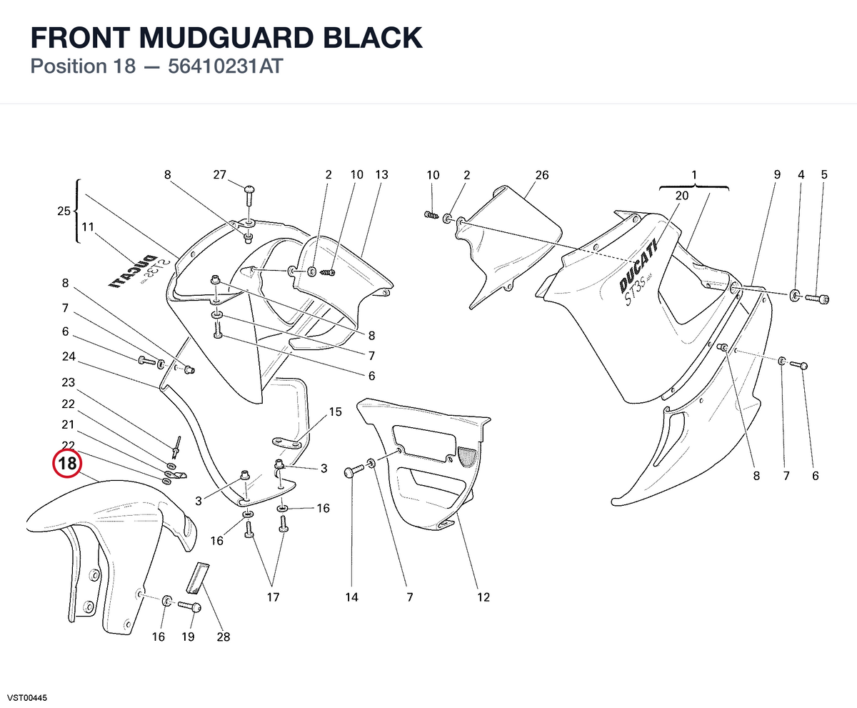 FRONT MUDGUARD BLACK 56410231AT diagram position