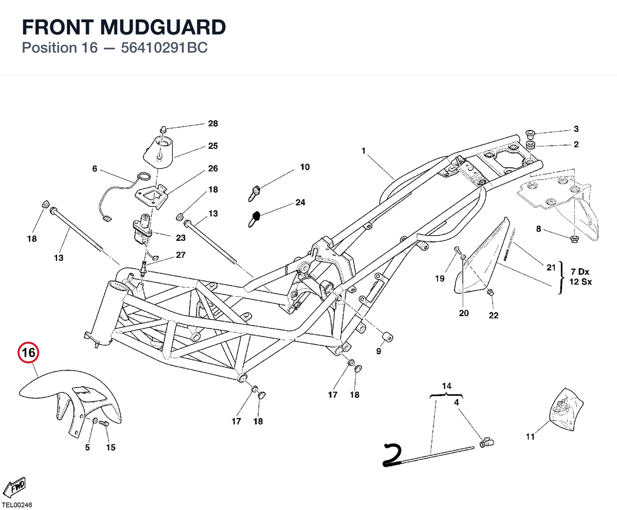FRONT MUDGUARD 56410291BC diagram position