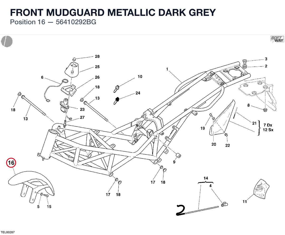 FRONT MUDGUARD METALLIC DARK GREY 56410292BG diagram position