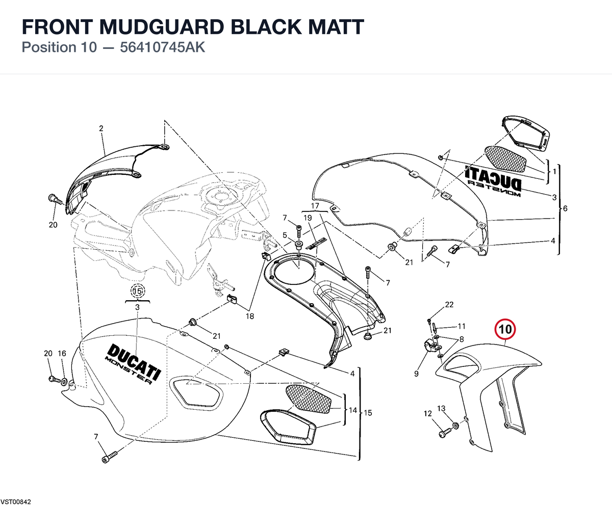 FRONT MUDGUARD BLACK MATT 56410745AK diagram position