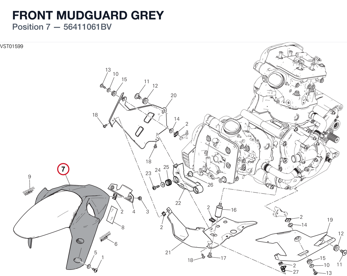 FRONT MUDGUARD GREY 56411061BV diagram position