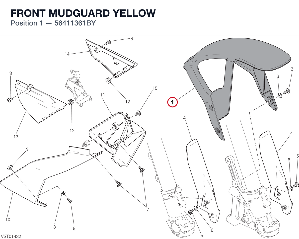 FRONT MUDGUARD YELLOW 56411361BY diagram position