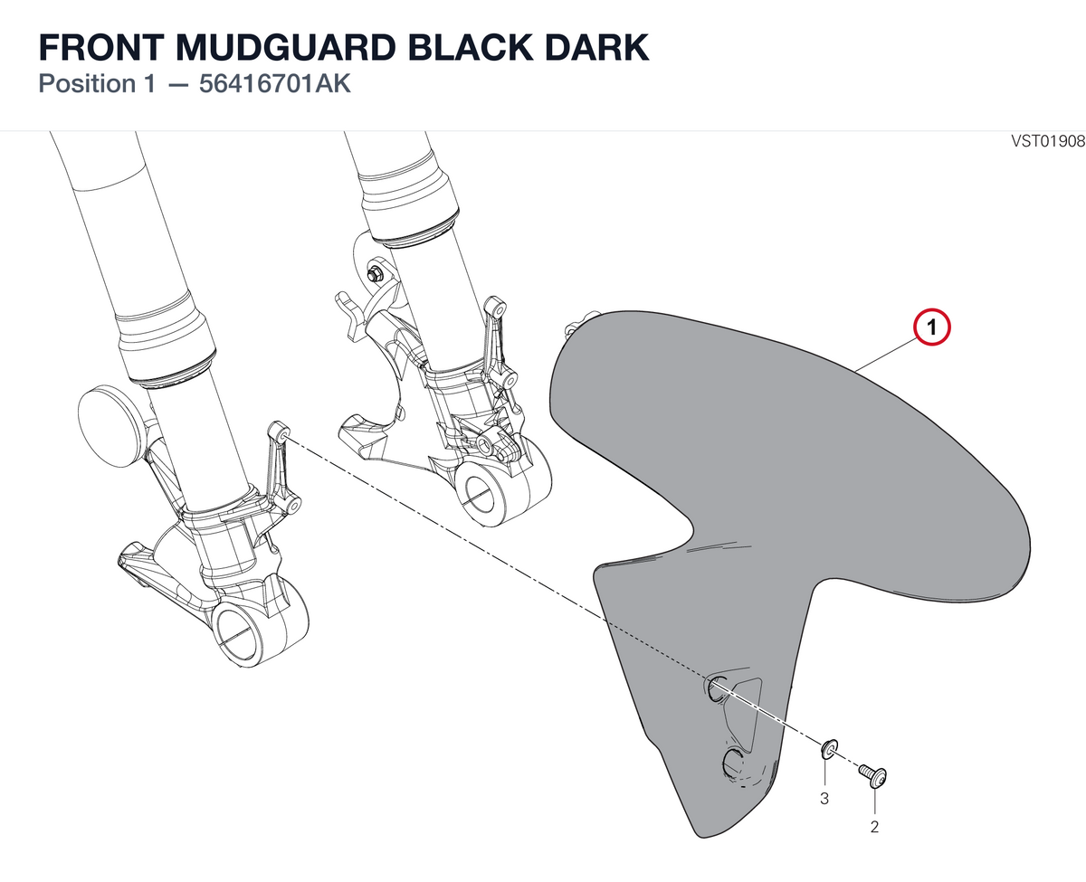 FRONT MUDGUARD BLACK DARK 56416701AK diagram position