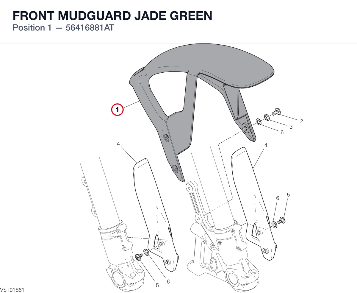 FRONT MUDGUARD JADE GREEN 56416881AT diagram position
