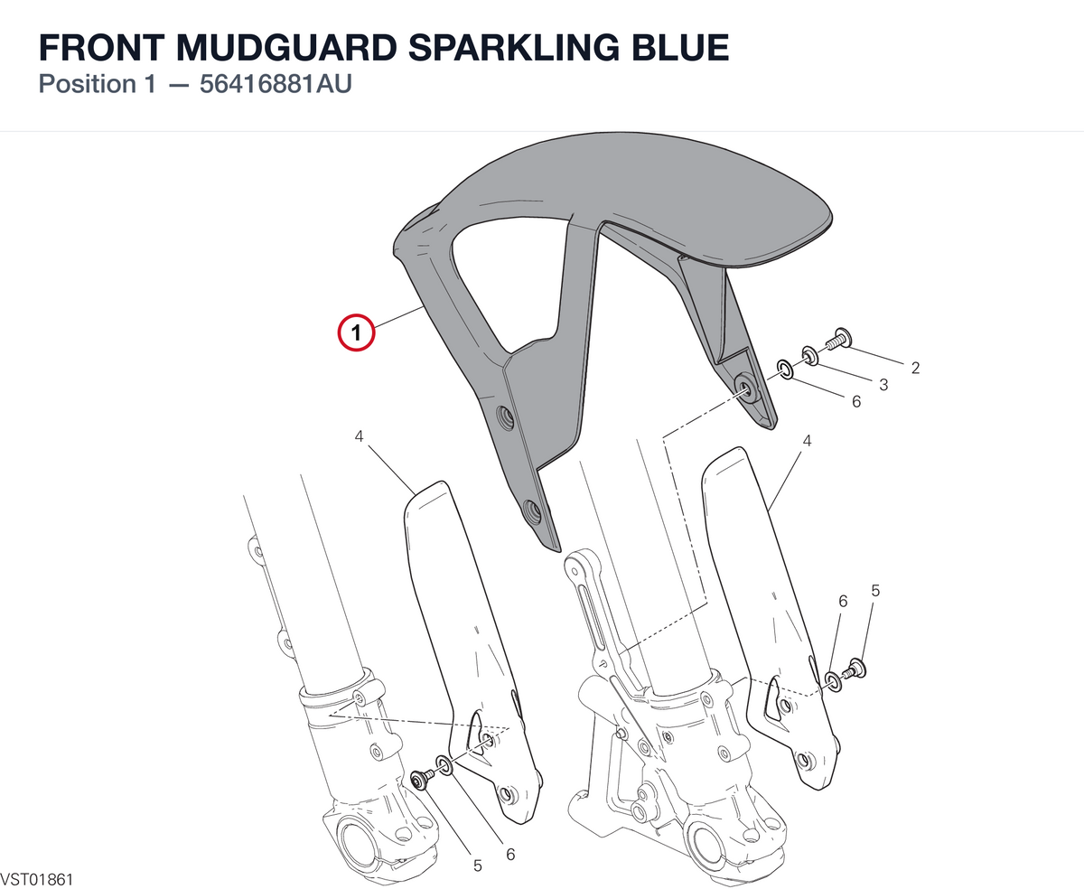 FRONT MUDGUARD SPARKLING BLUE 56416881AU diagram position