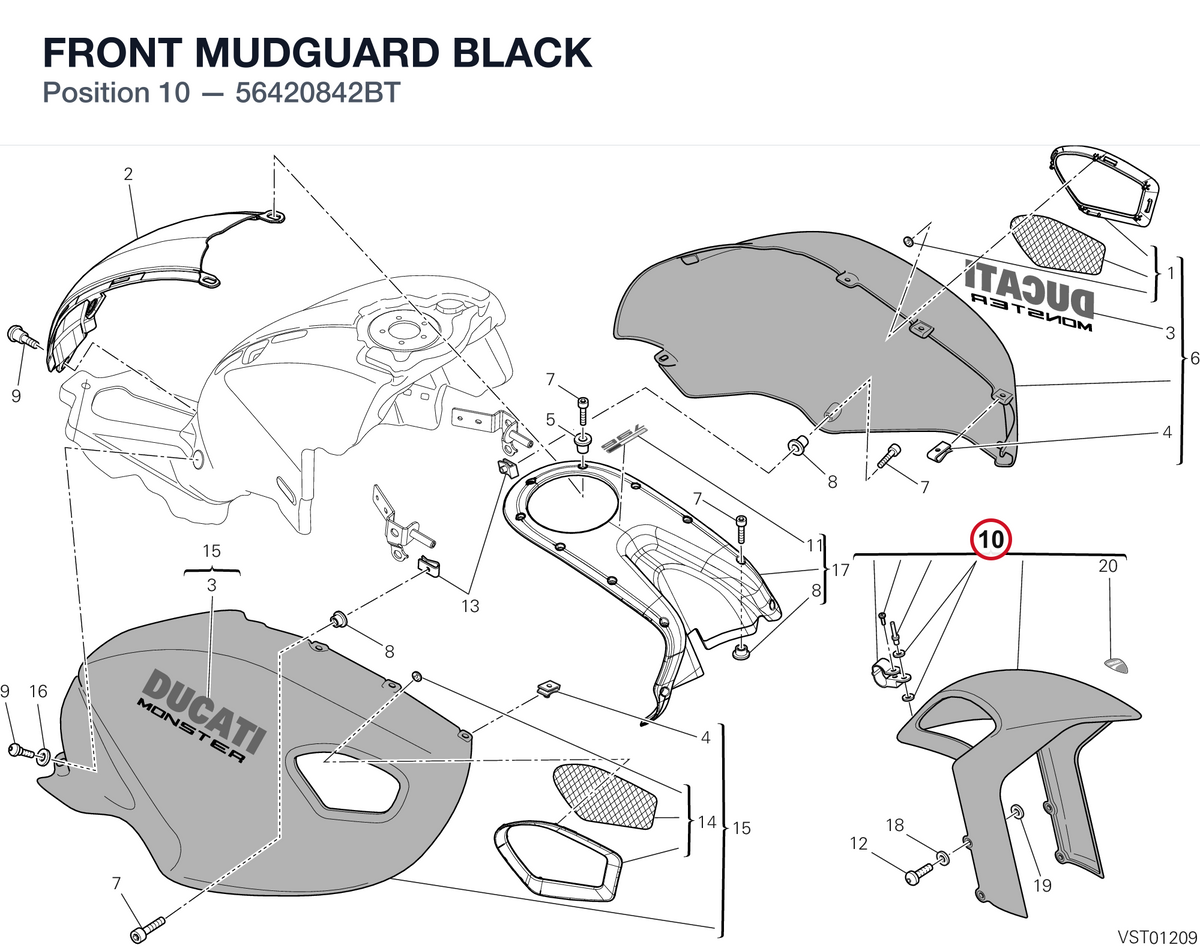 FRONT MUDGUARD BLACK 56420842BT diagram position