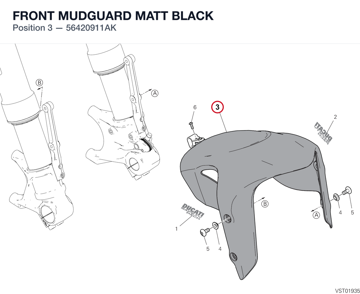 FRONT MUDGUARD MATT BLACK 56420911AK diagram position