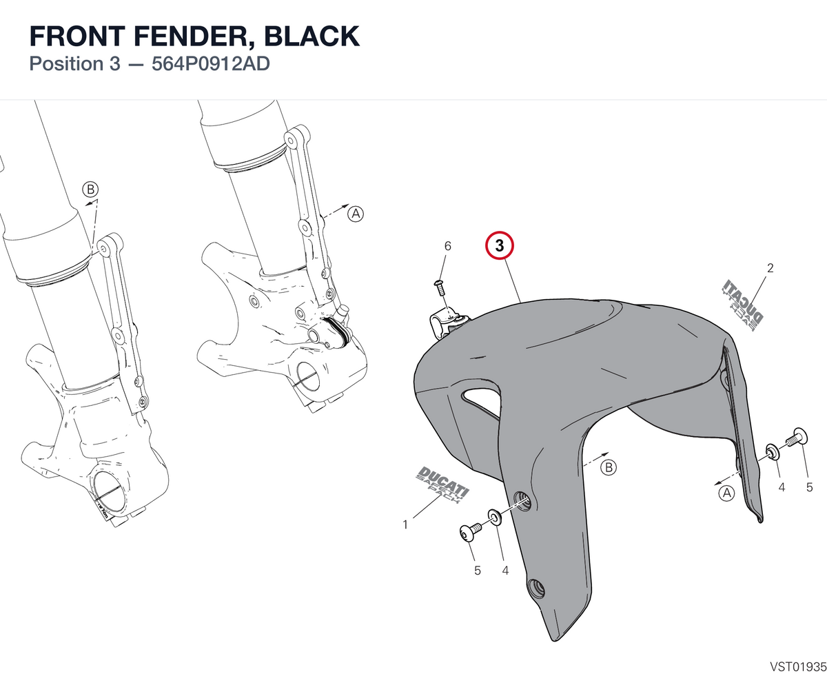 FRONT FENDER, BLACK 564P0912AD diagram position
