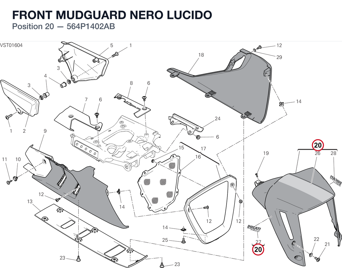 FRONT MUDGUARD NERO LUCIDO 564P1402AB diagram position