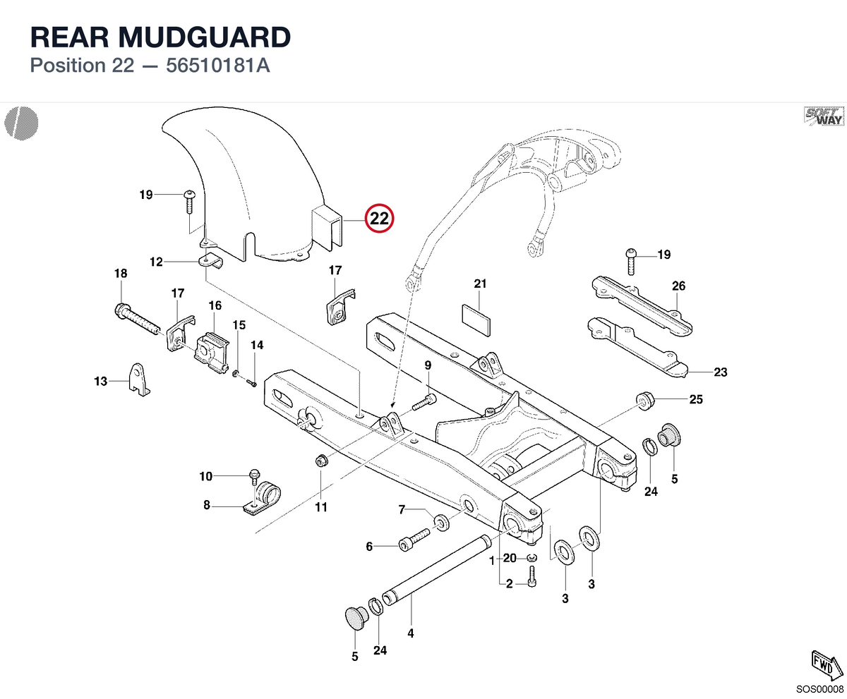 REAR MUDGUARD 56510181A diagram position