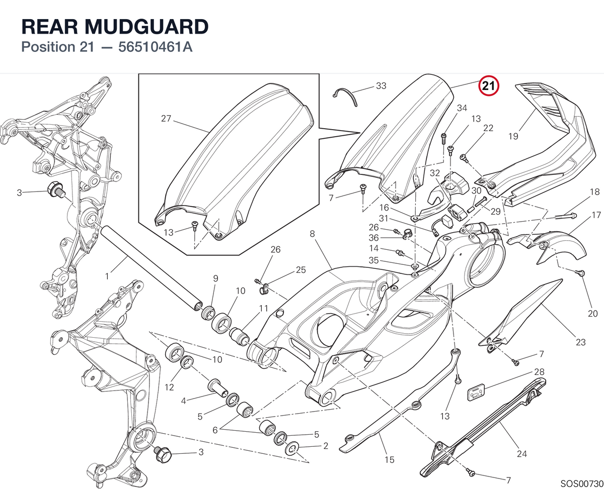 REAR MUDGUARD 56510461A diagram position