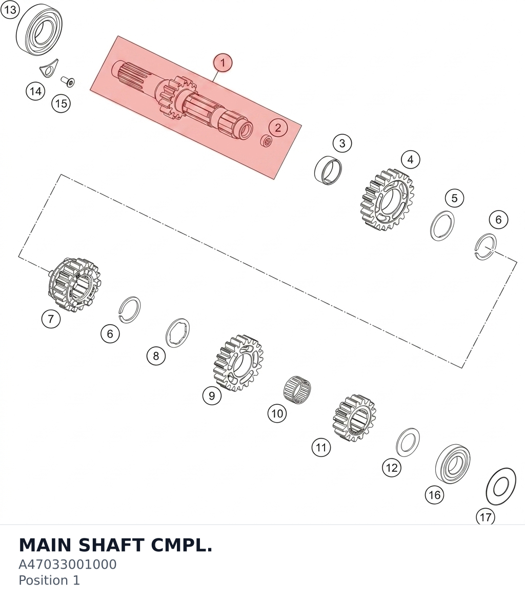 Diagram preview: MAIN SHAFT CMPL. (A47033001000)