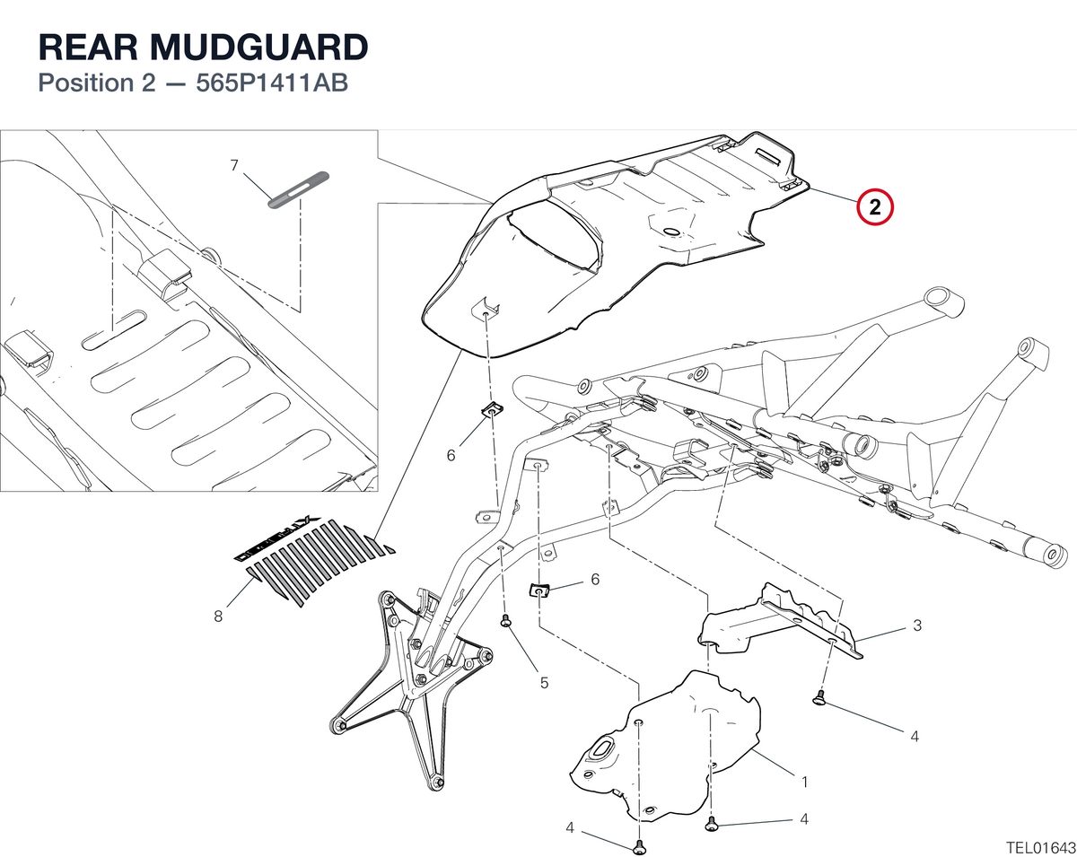 REAR MUDGUARD 565P1411AB diagram position