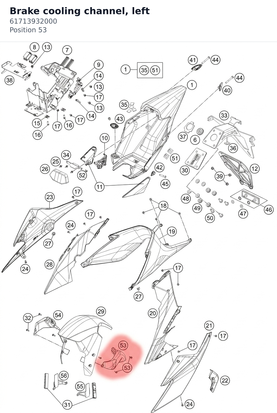 Diagram preview: Brake cooling channel, left (61713932000)