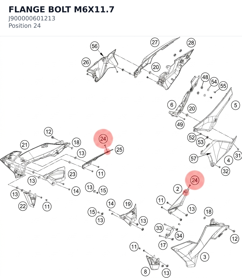 Diagram preview: FLANGE BOLT M6X11.7 (J900000601213)