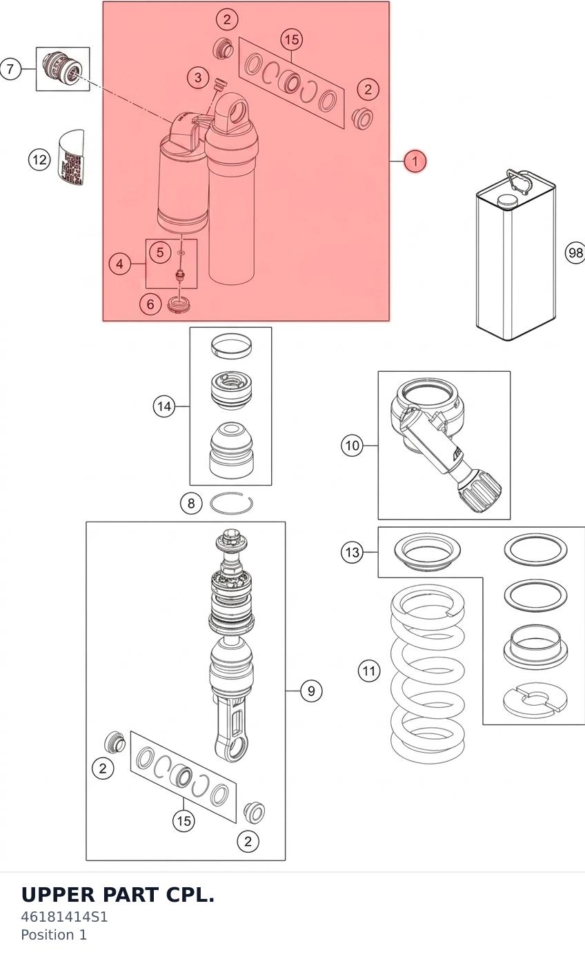Diagram preview: UPPER PART CPL. (46181414S1)