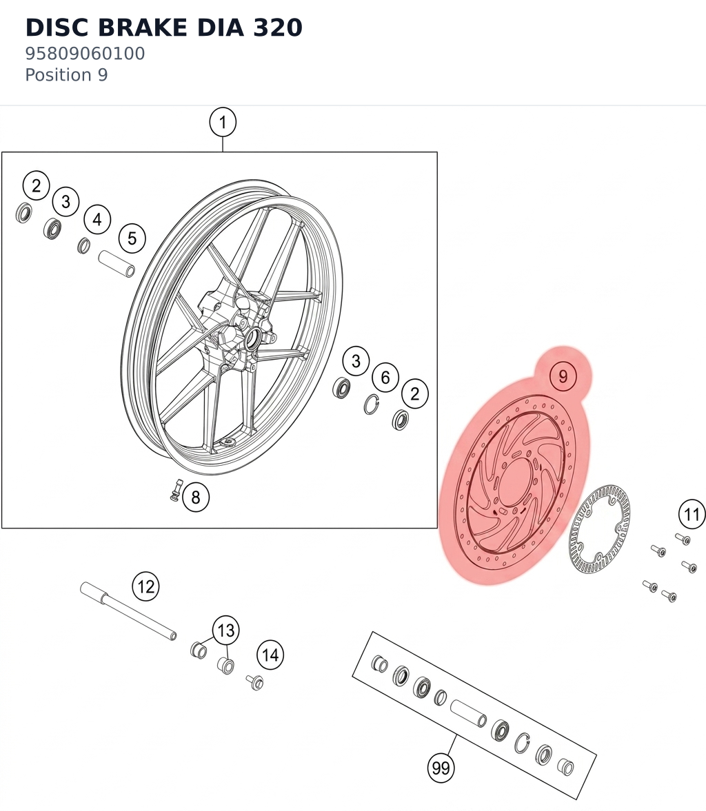 Diagram preview: DISC BRAKE DIA 320 (95809060100)