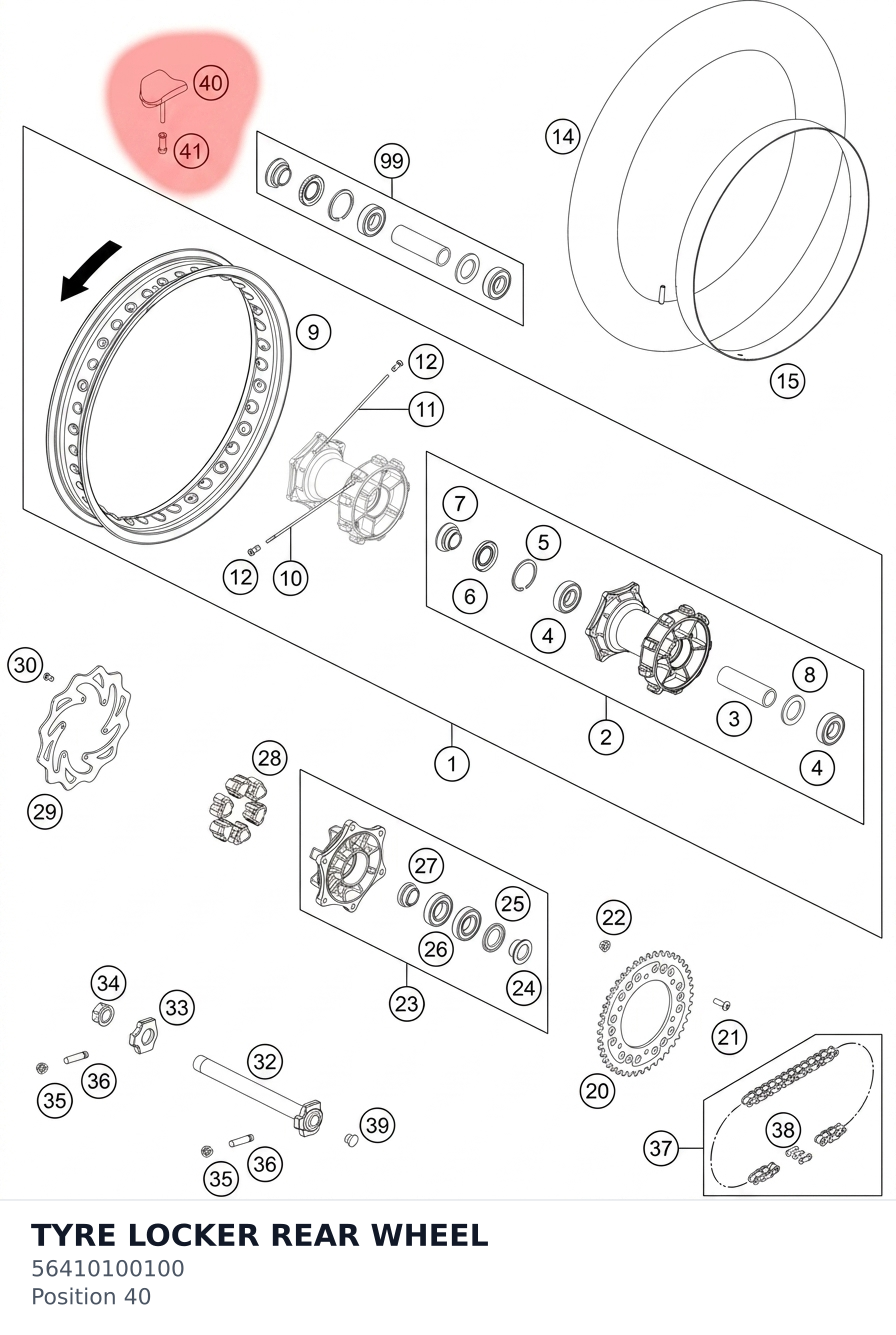 Diagram preview: TYRE LOCKER REAR WHEEL (56410100100)