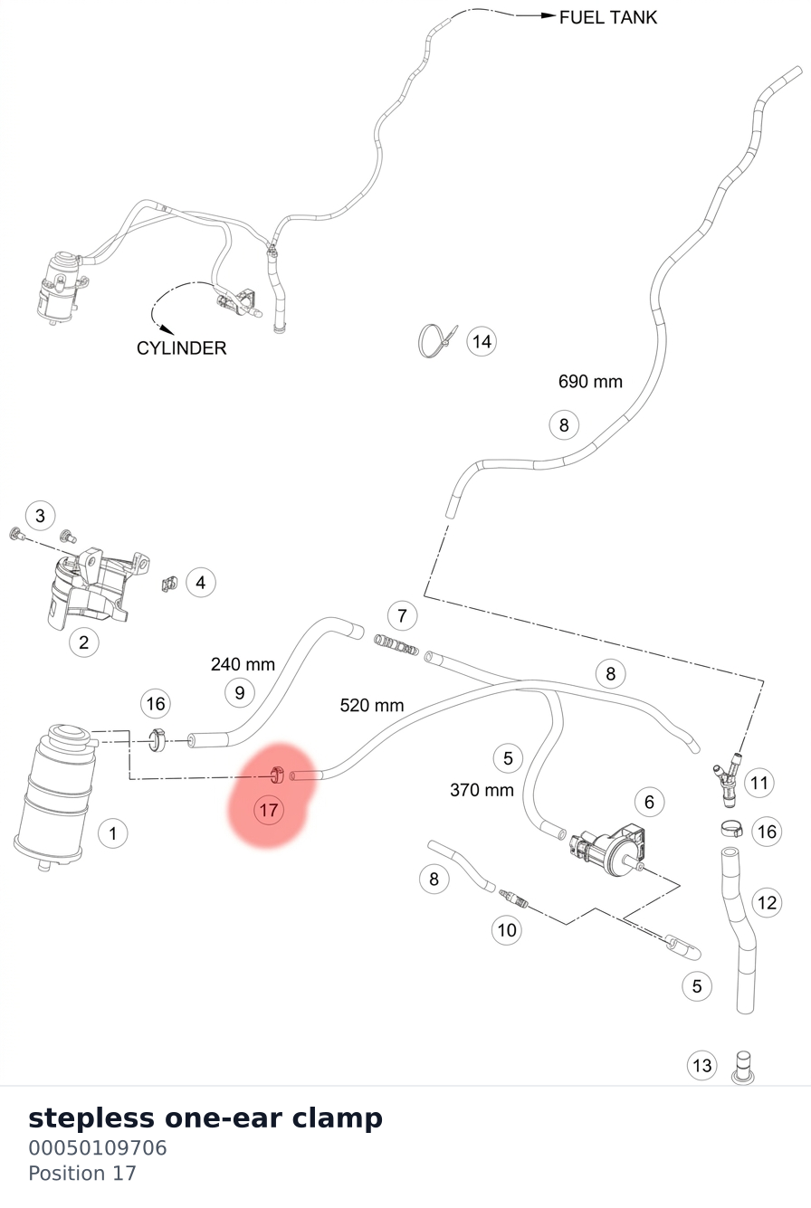 Diagram preview: stepless one-ear clamp (00050109706)