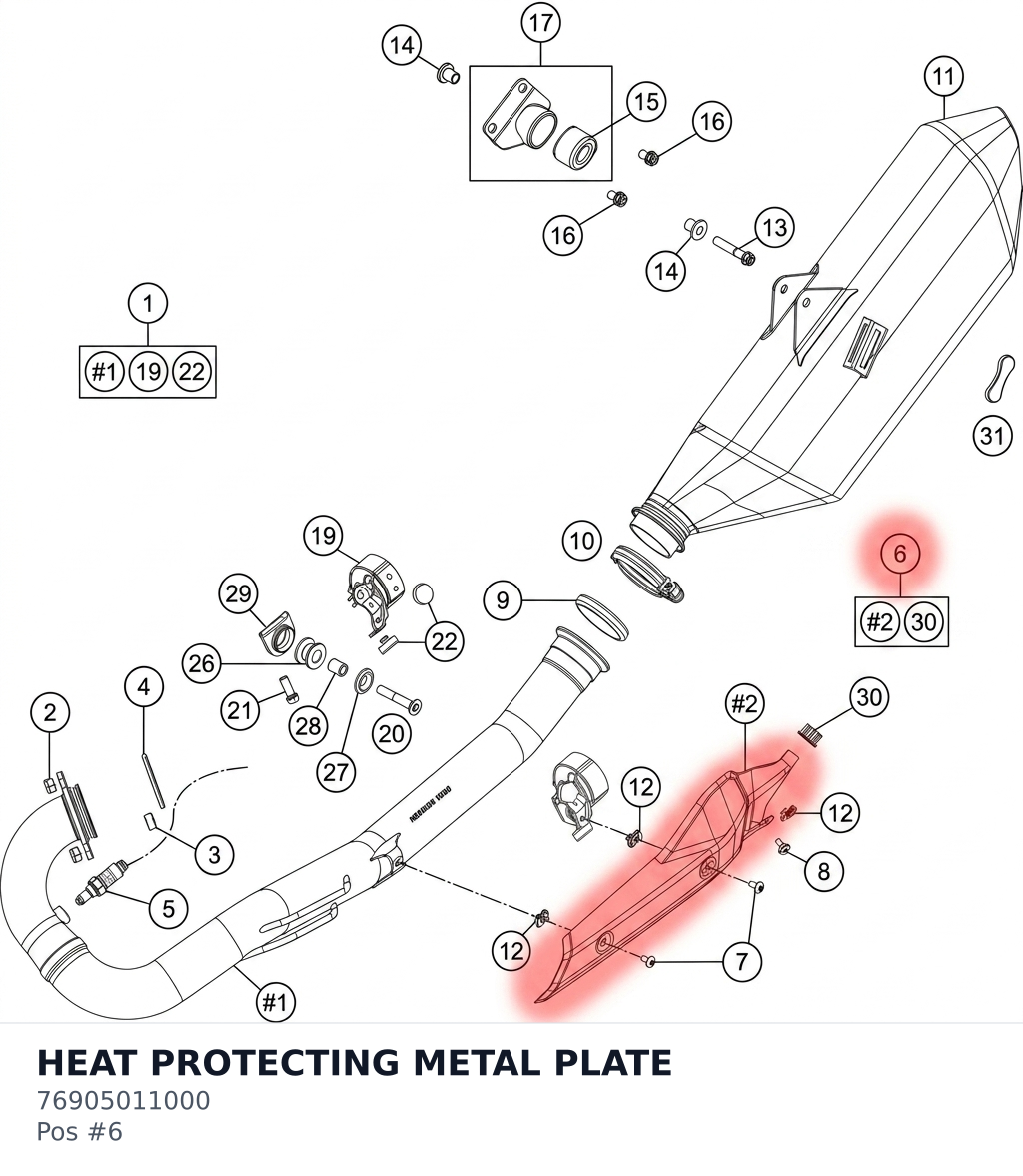 Diagram preview: HEAT PROTECTING METAL PLATE (76905011000)