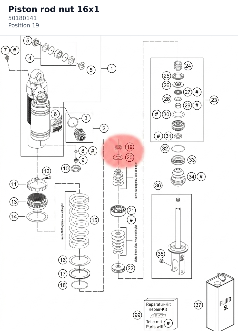 Diagram preview: Piston rod nut 16x1 (50180141)