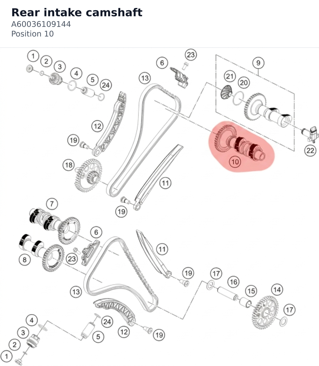 Diagram preview: Rear intake camshaft (A60036109144)