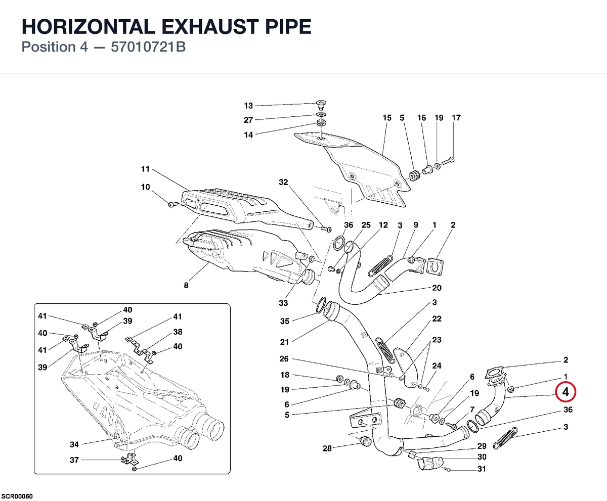HORIZONTAL EXHAUST PIPE 57010721B diagram position