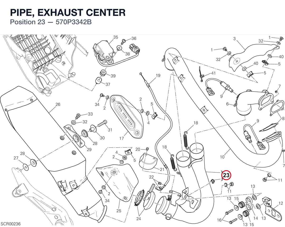 PIPE, EXHAUST CENTER 570P3342B diagram position