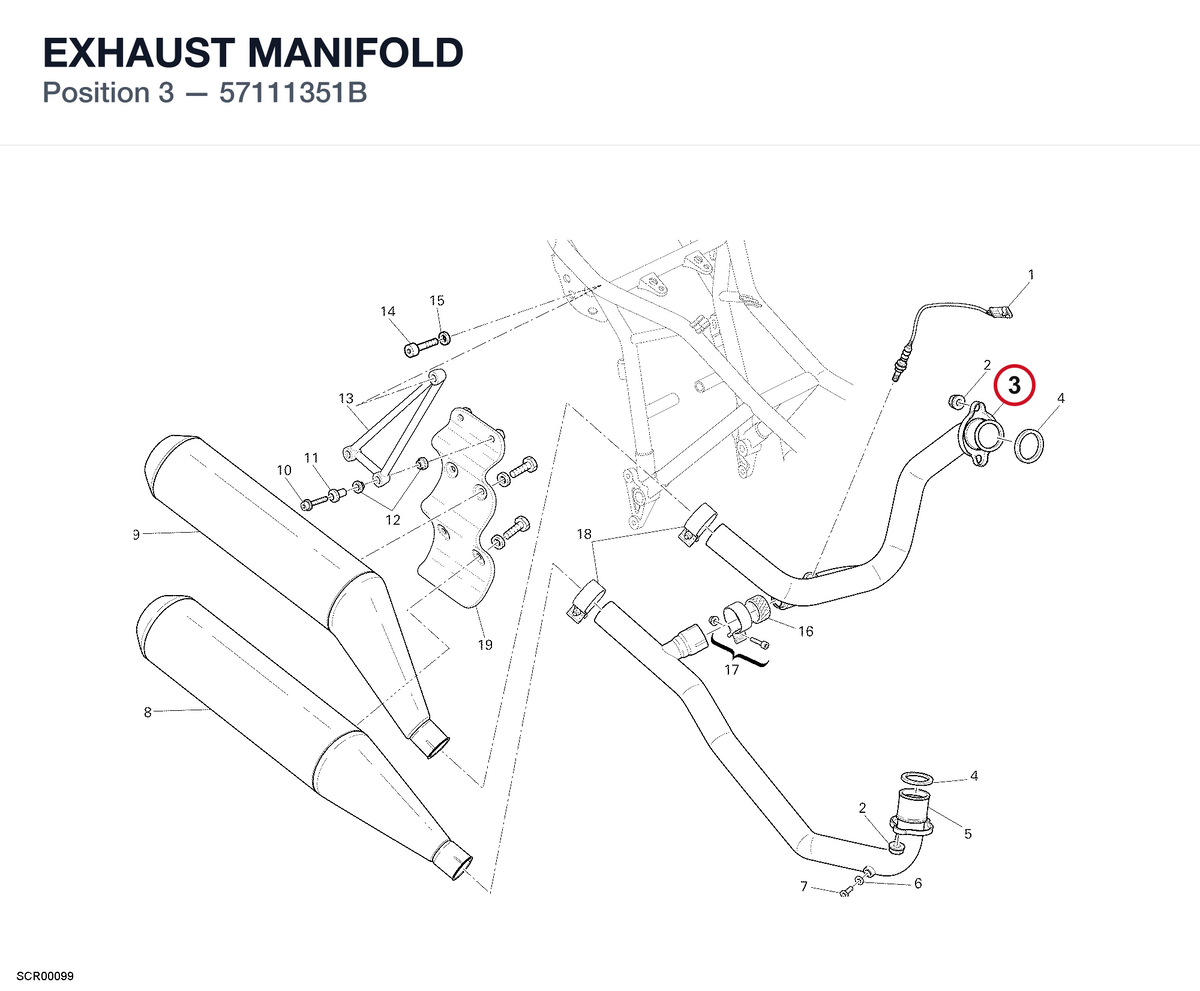 EXHAUST MANIFOLD 57111351B diagram position