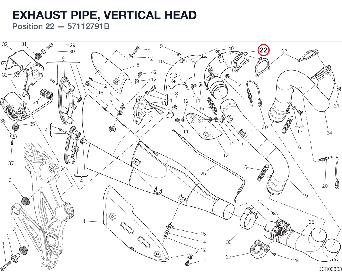 EXHAUST PIPE, VERTICAL HEAD 57112791B diagram position