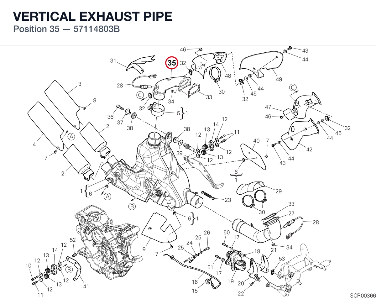 VERTICAL EXHAUST PIPE 57114803B diagram position