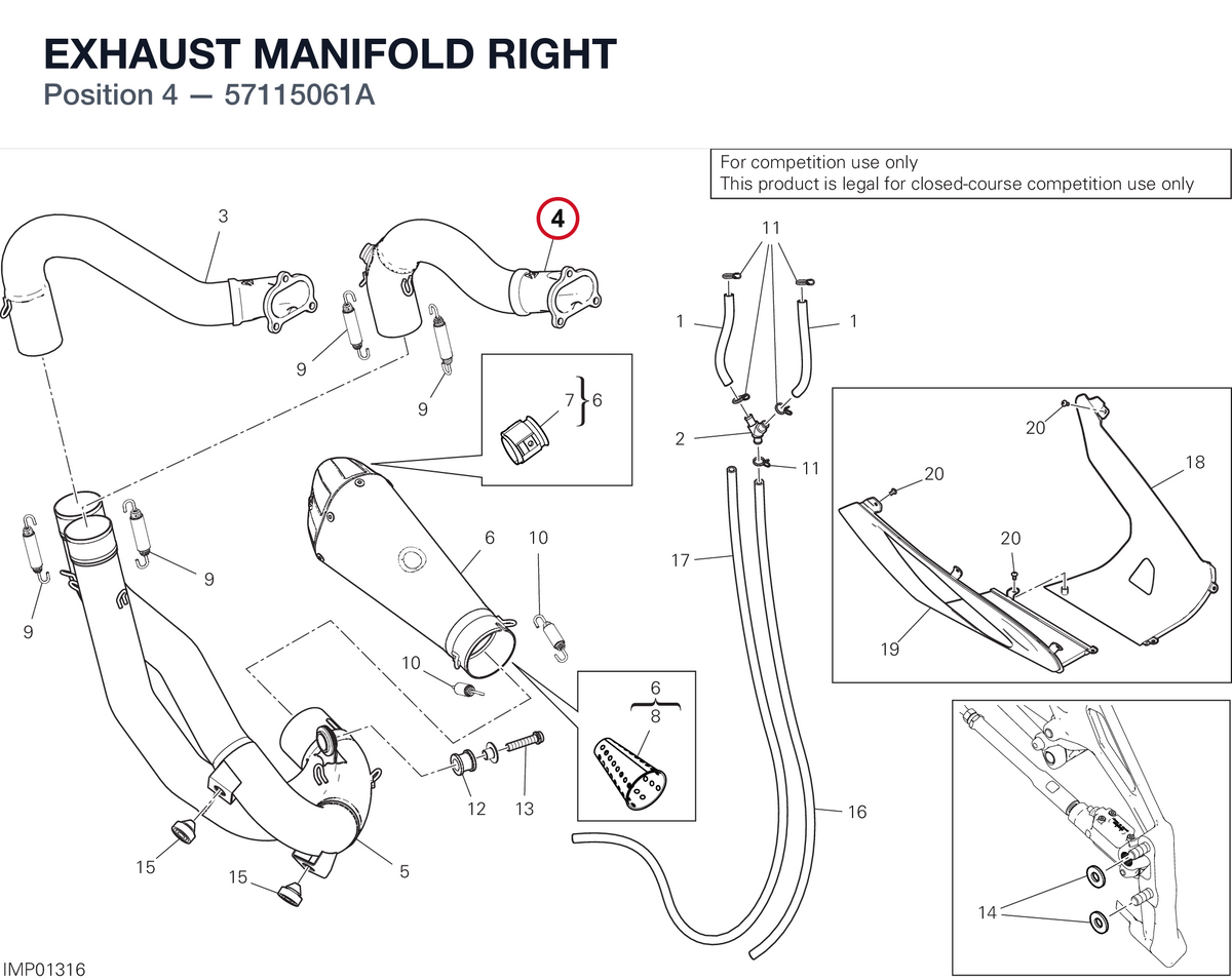 EXHAUST MANIFOLD RIGHT 57115061A diagram position