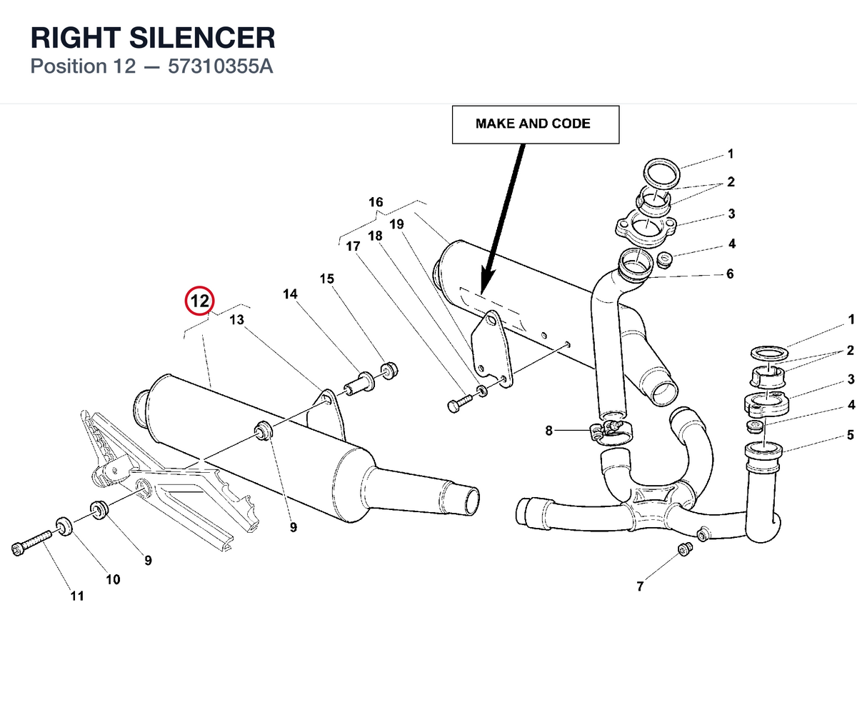 RIGHT SILENCER 57310355A diagram position