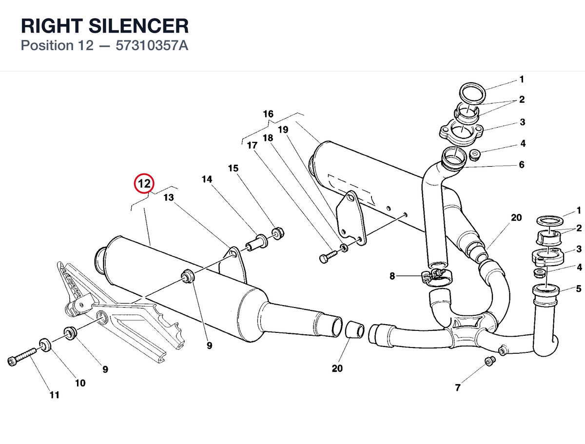 RIGHT SILENCER 57310357A diagram position