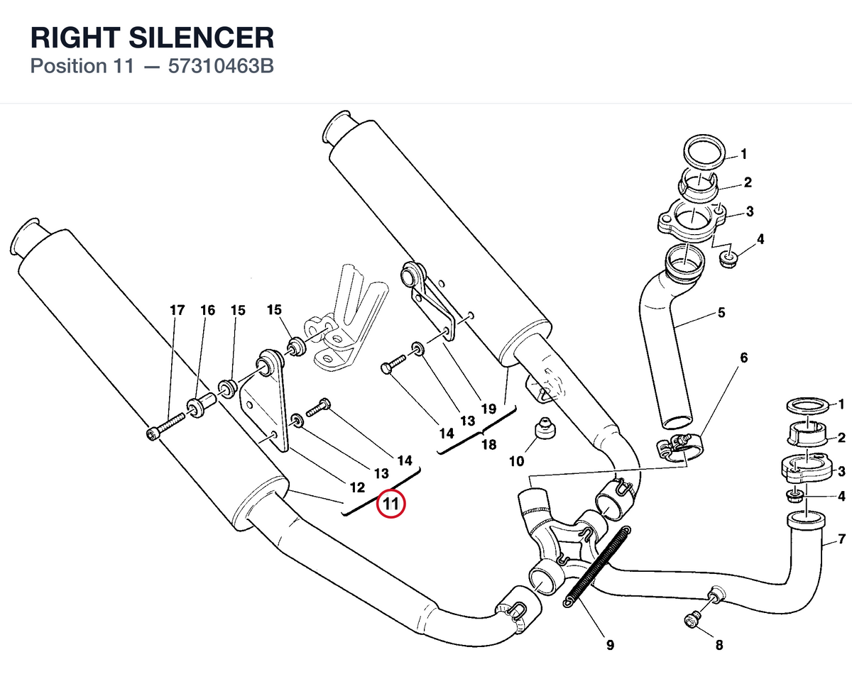 RIGHT SILENCER 57310463B diagram position