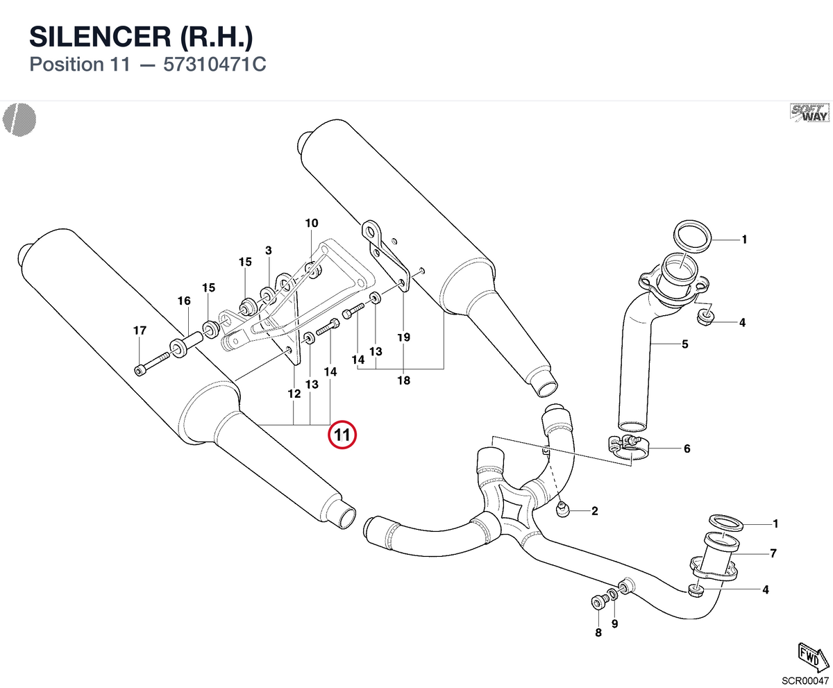 SILENCER (R.H.) 57310471C diagram position