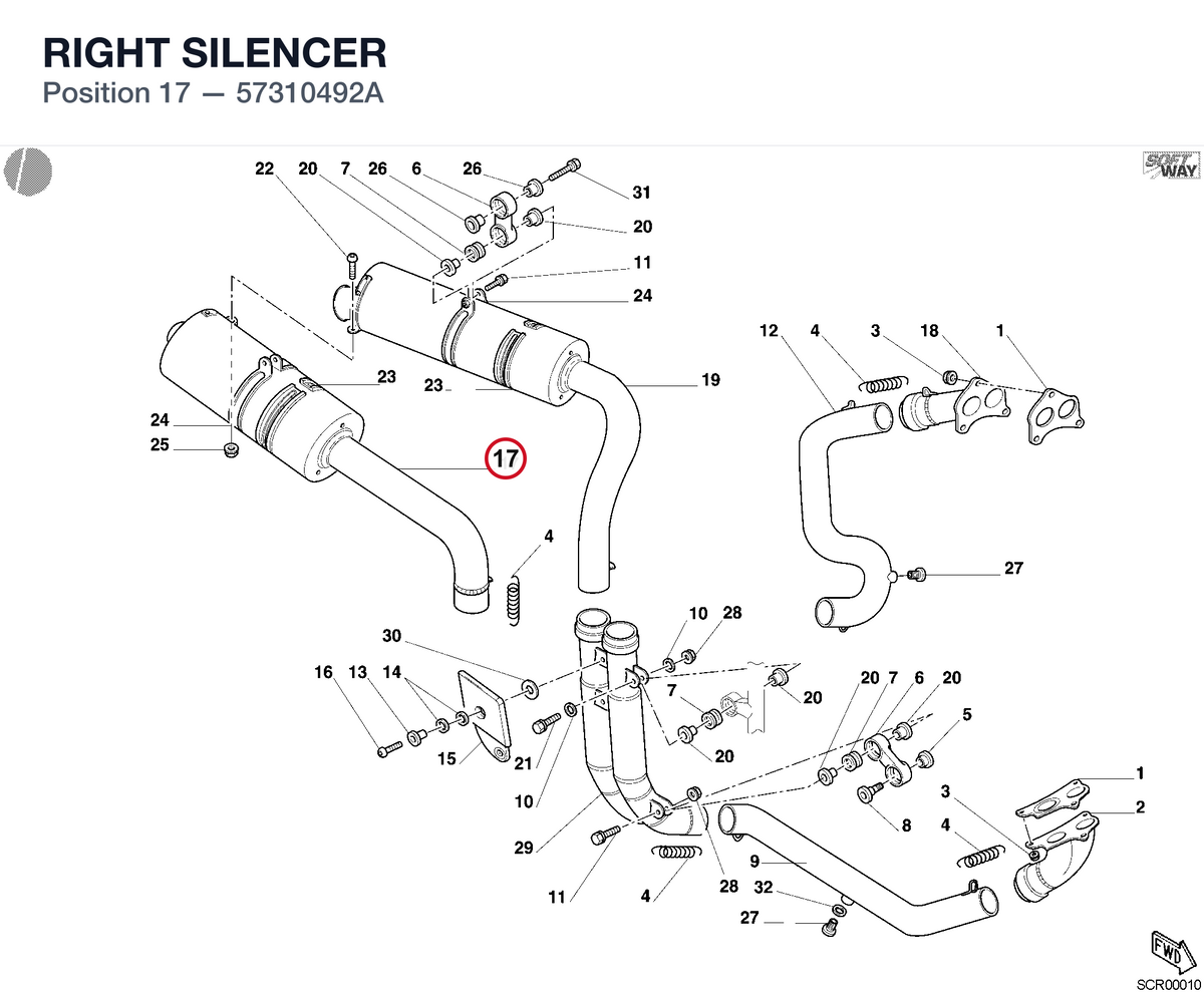 RIGHT SILENCER 57310492A diagram position