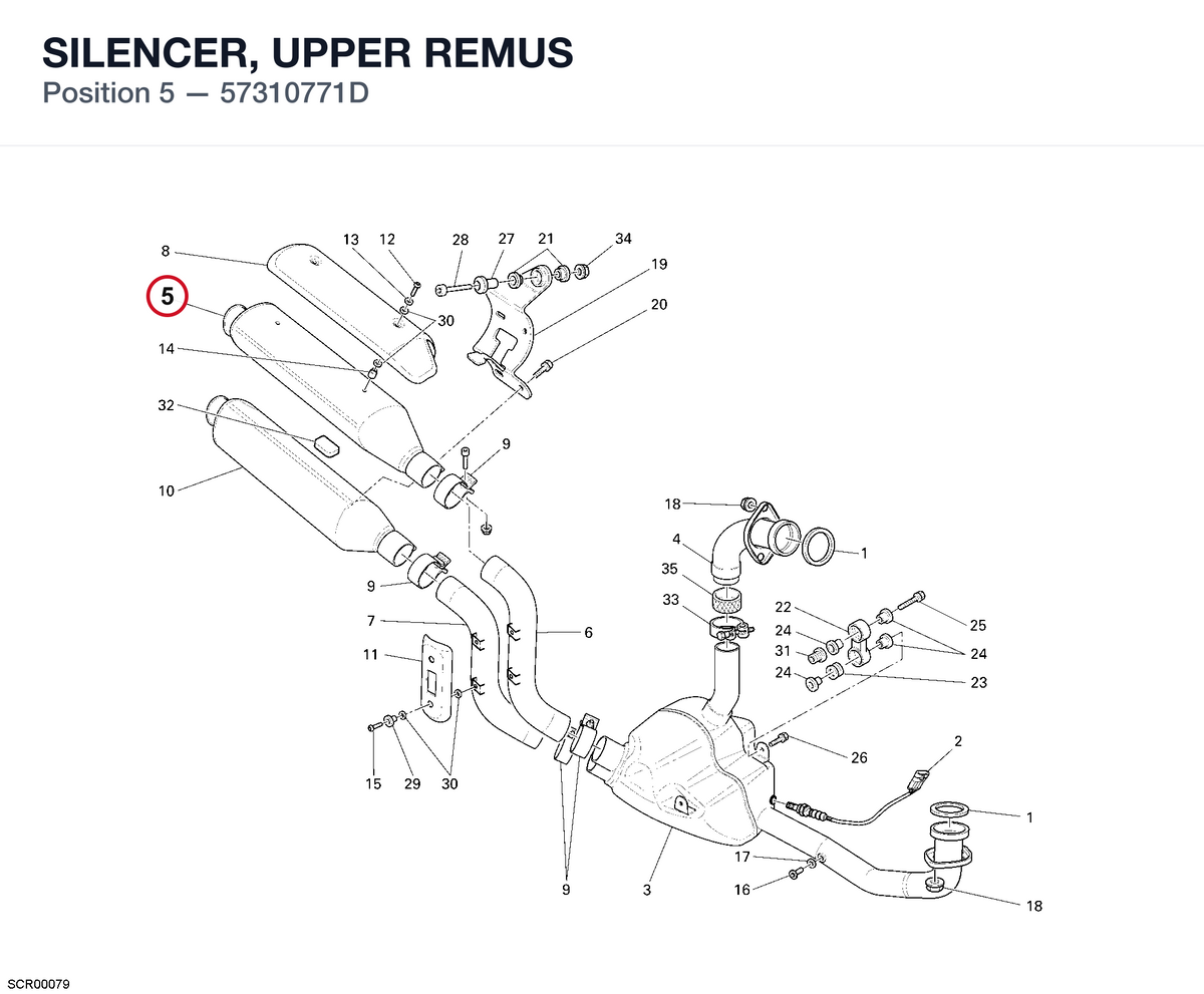 SILENCER, UPPER REMUS 57310771D diagram position