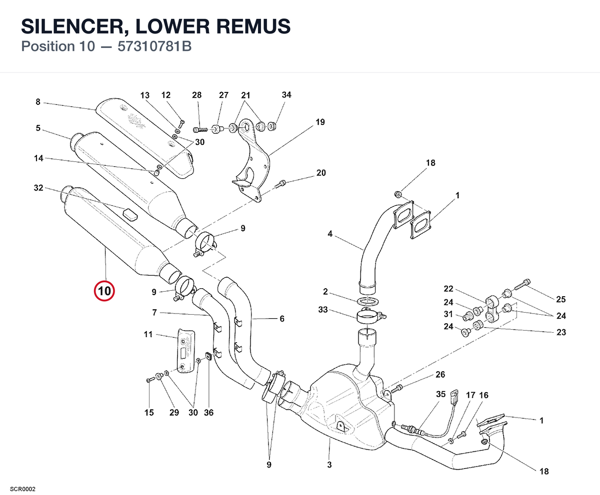 SILENCER, LOWER REMUS 57310781B diagram position