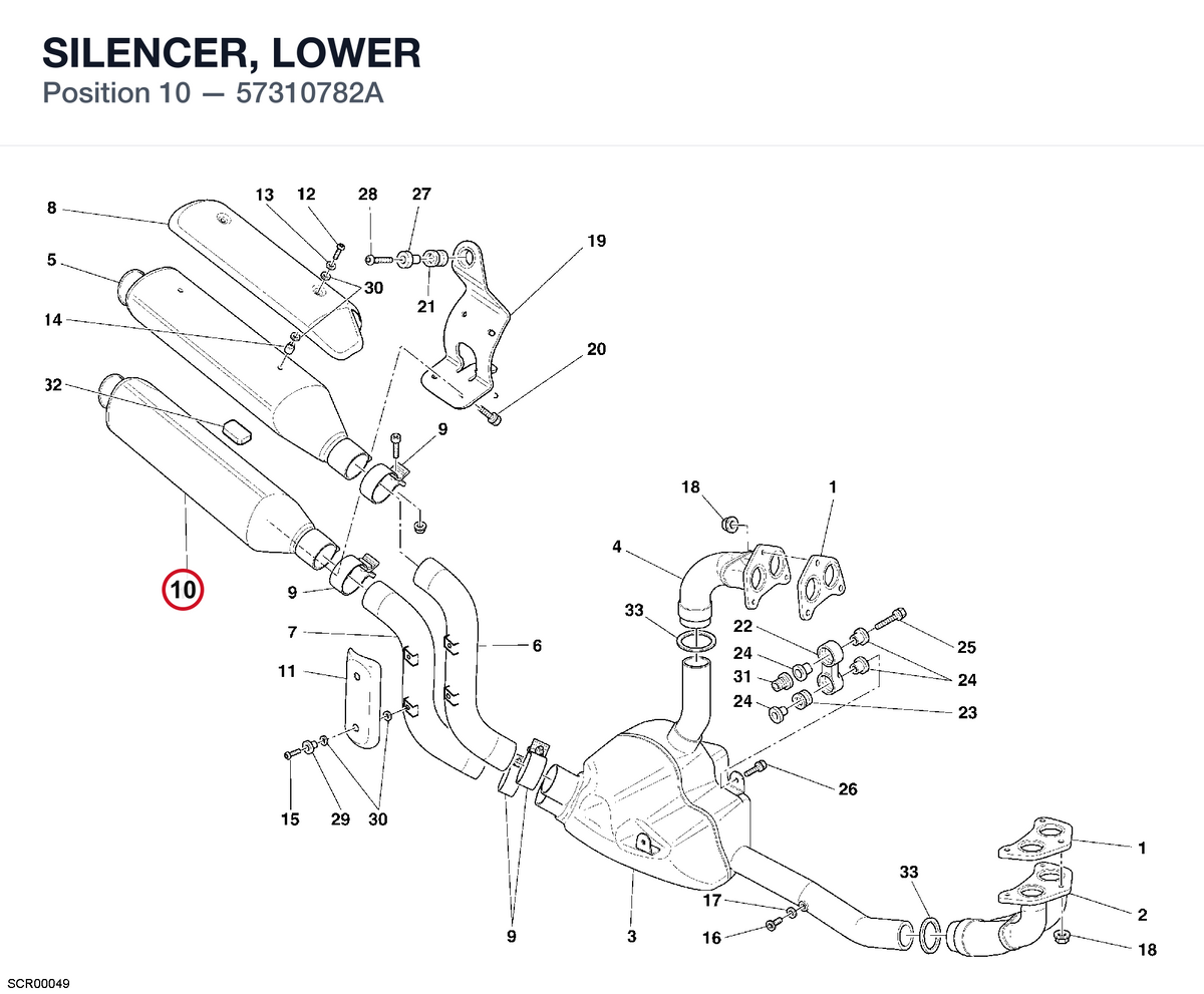 SILENCER, LOWER 57310782A diagram position