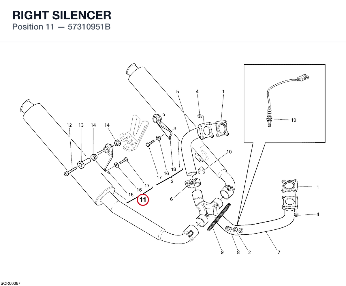 RIGHT SILENCER 57310951B diagram position
