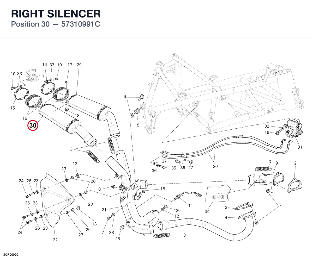 RIGHT SILENCER 57310991C diagram position